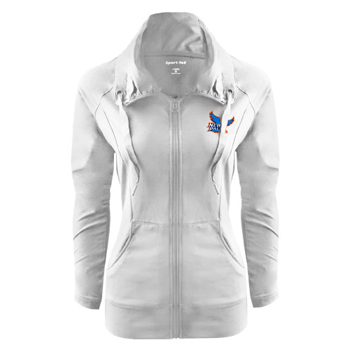  Womens White Sport Wick Stretch Full Zip Jacket - Official Logo