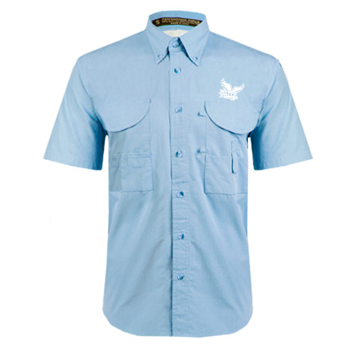  Light Blue Fishing Shirt Performance Short Sleeve  - Official Logo