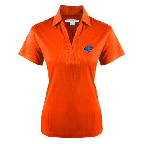  Womens Orange Performance Fine Jacquard Polo - Hawk Head