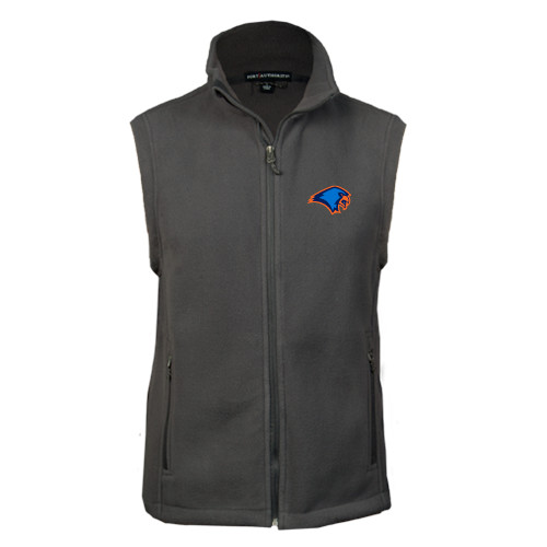  Charcoal Fleece Full Zip Vest - Hawk Head