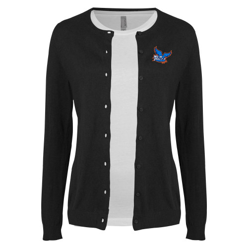  Womens Black Cardigan Sweater - Official Logo