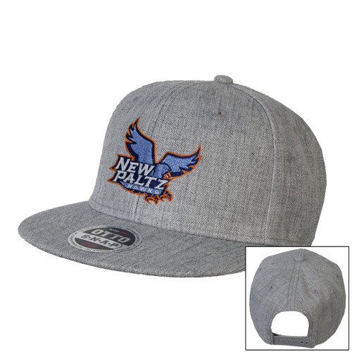  Heather Grey Wool Blend Flat Bill Snapback Hat - Official Logo