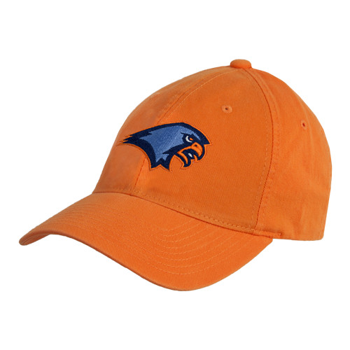  Orange Unstructured Adjustable Low Profile Hat - Hawk Head