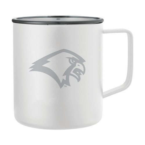  Rover Camp Vacuum Insulated White Mug 14oz - Hawk Head Engraved
