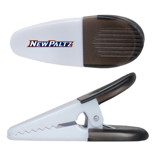  White Crocodile Clip/Magnet - New Paltz Word Mark