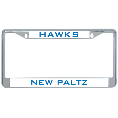 Metal License Plate Frame in Chrome - Hawks