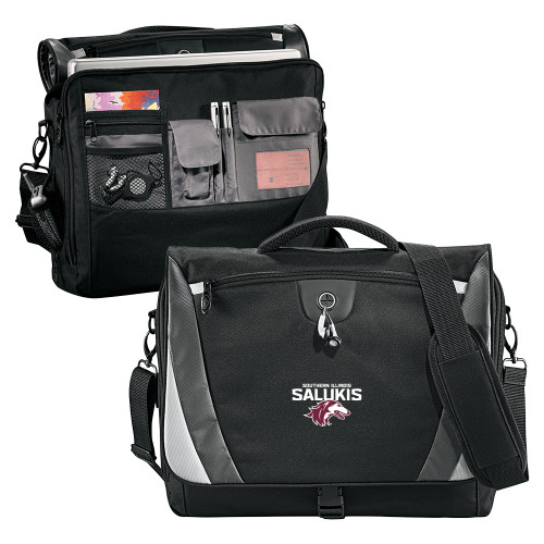  Black/Grey Slope Computer Messenger Bag - Southern Illinois Salukis