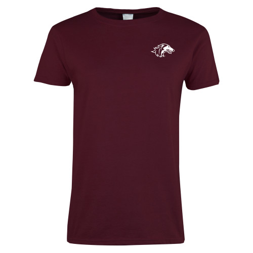  Womens Maroon Short Sleeve Tee - Saluki