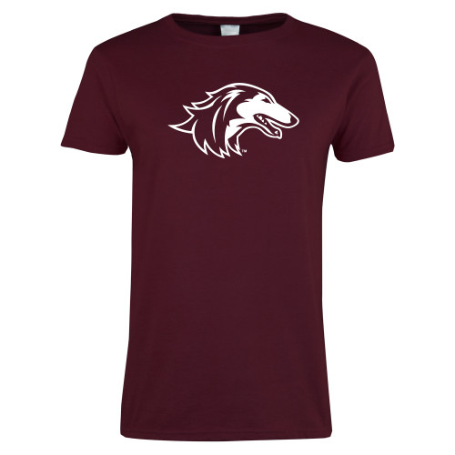  Womens Maroon Short Sleeve Tee - Saluki
