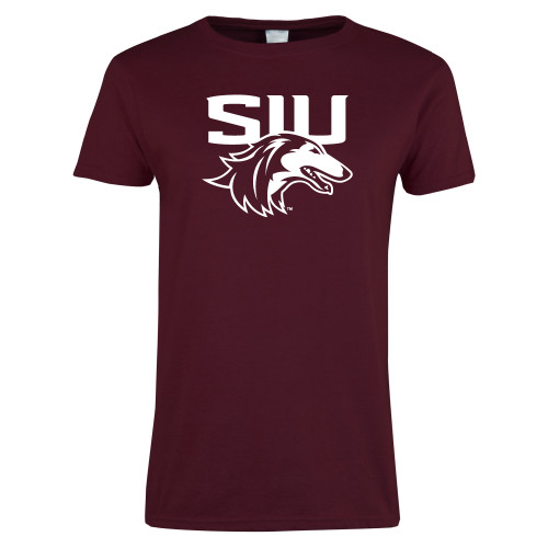  Womens Maroon Short Sleeve Tee - SIU Saluki