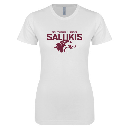  Next Level Womens White Boyfriend Tee - Southern Illinois Salukis