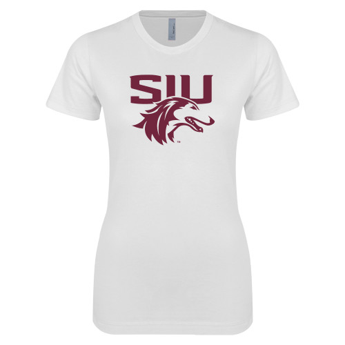  Next Level Womens White Boyfriend Tee - SIU Saluki