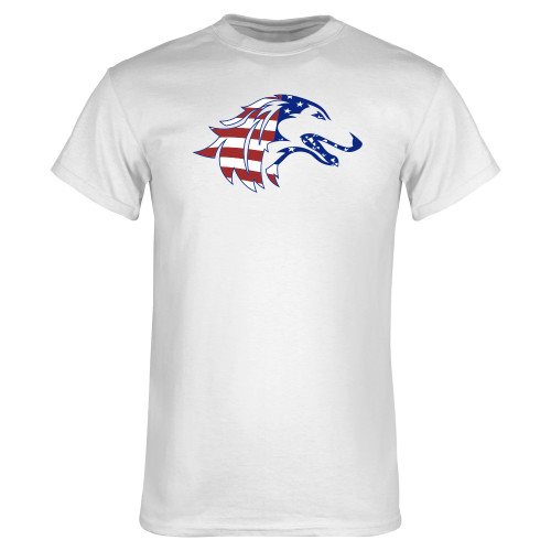 White T Shirt - American Flag Saluki