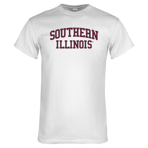  White T Shirt - Southern Illinois Stacked Collegiate