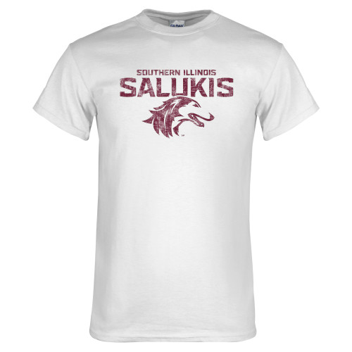  White T Shirt - SIU Salukis Distressed