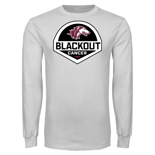  White Long Sleeve T Shirt - Blackout Cancer