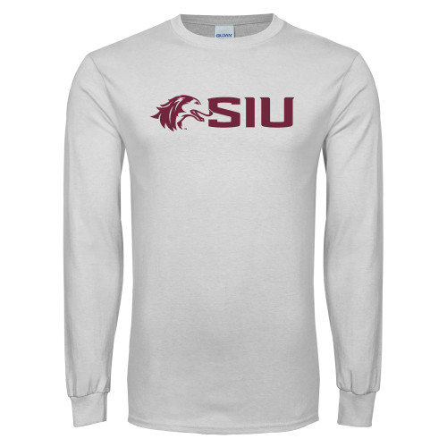  White Long Sleeve T Shirt - Saluki SIU