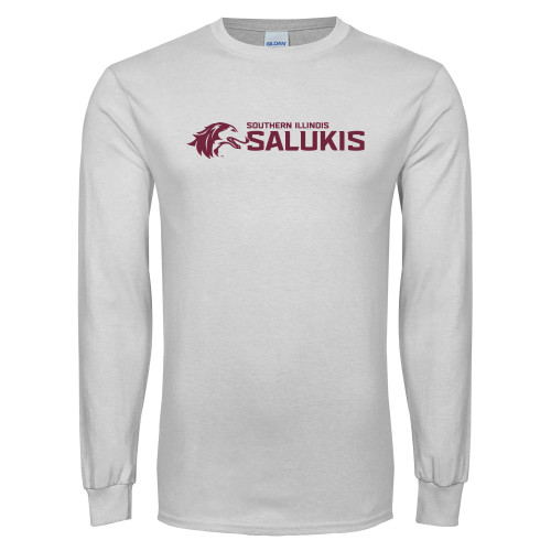  White Long Sleeve T Shirt - Southern Illinois Saluki Horizontal