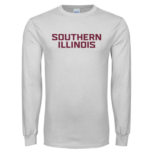  White Long Sleeve T Shirt - Southern Illinois Stacked