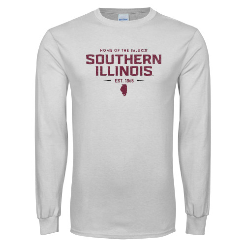  White Long Sleeve T Shirt - Southern Illinois Graphic