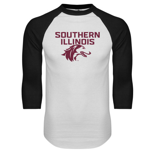  White/Black Raglan Baseball T Shirt - Southern Illinois