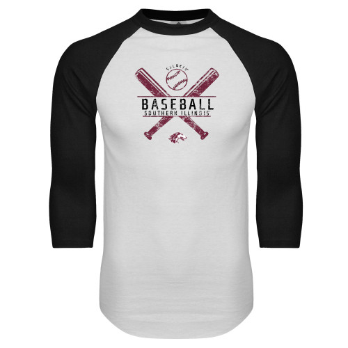  White/Black Raglan Baseball T Shirt - Baseball