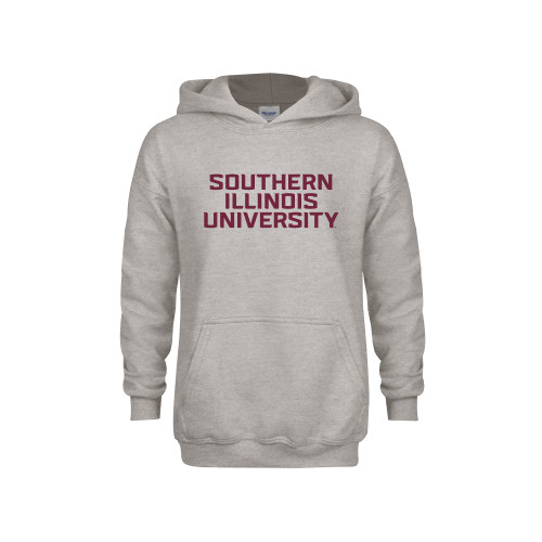  Youth Grey Fleece Hood - Southern Illinois University Stacked
