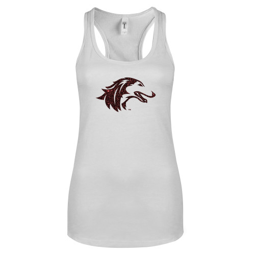 Next Level Racerback Tank White - Burgundy Glitter