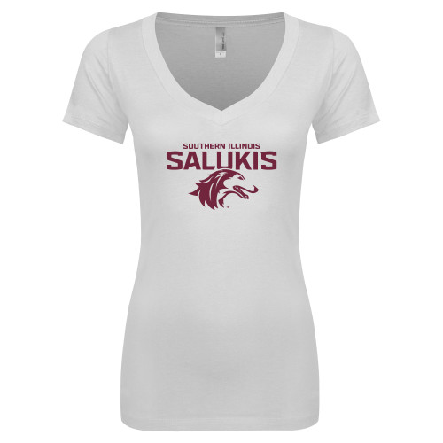  Next Level Womens White Ideal V Tee - Southern Illinois Salukis