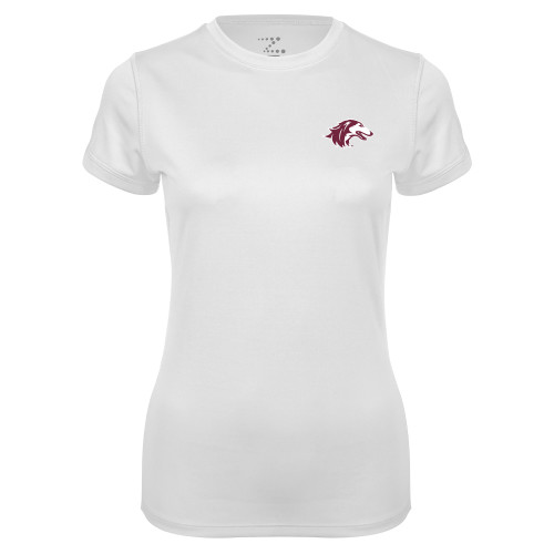  Womens White Performance Tee - Saluki