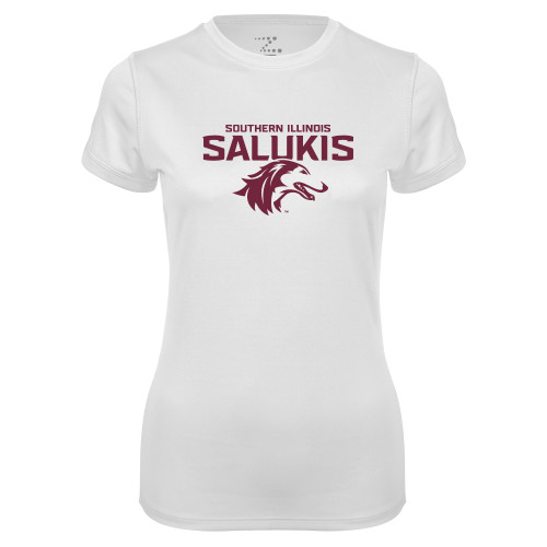  Womens White Performance Tee - Southern Illinois Salukis