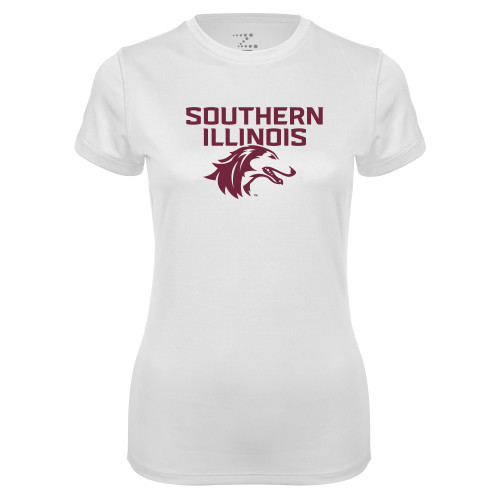  Womens White Performance Tee - Southern Illinois