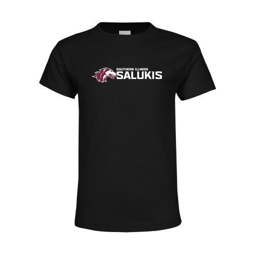  Youth Black T Shirt - Southern Illinois Saluki Horizontal