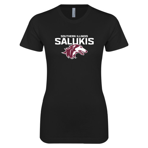  Next Level Womens Black Boyfriend Tee - Southern Illinois Salukis