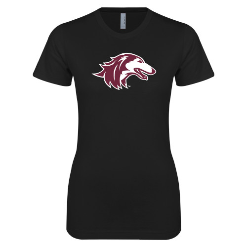  Next Level Womens Black Boyfriend Tee - Saluki