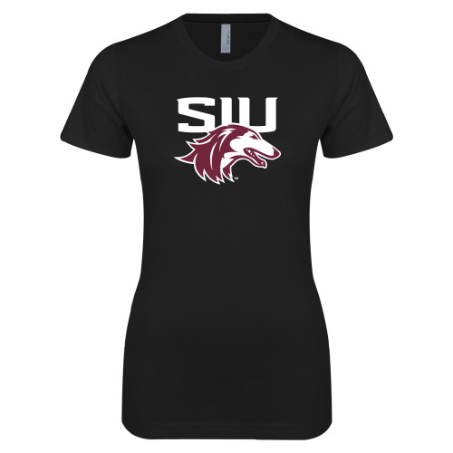  Next Level Womens Black Boyfriend Tee - SIU Saluki
