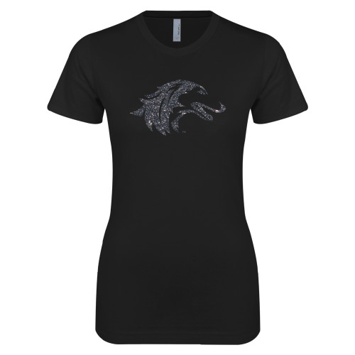  Next Level Womens Black Boyfriend Tee - Graphite Soft Glitter