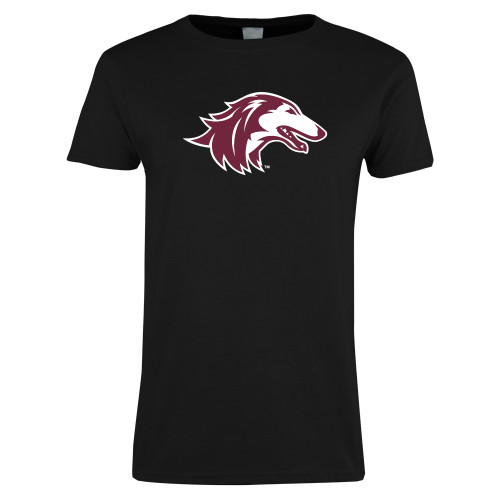  Womens Black Short Sleeve Tee - Saluki