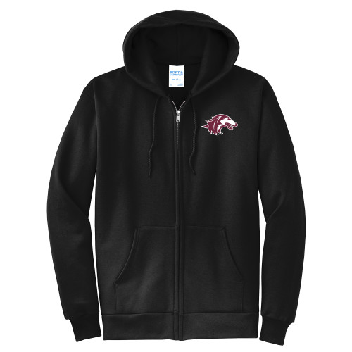  Extended Black Fleece Full Zip Hoodie - Saluki