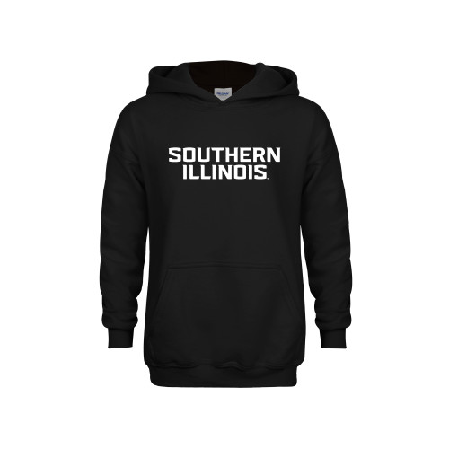  Youth Black Fleece Hoodie - Southern Illinois Stacked