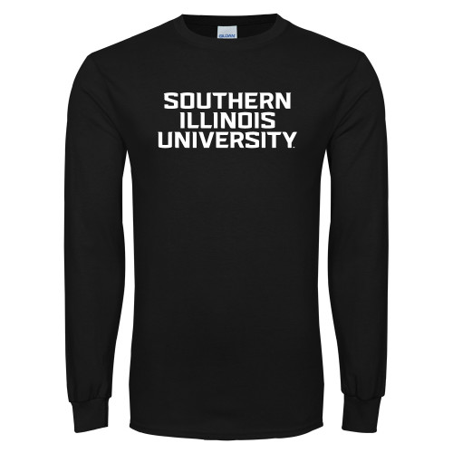  Black Long Sleeve T Shirt - Southern Illinois University Stacked