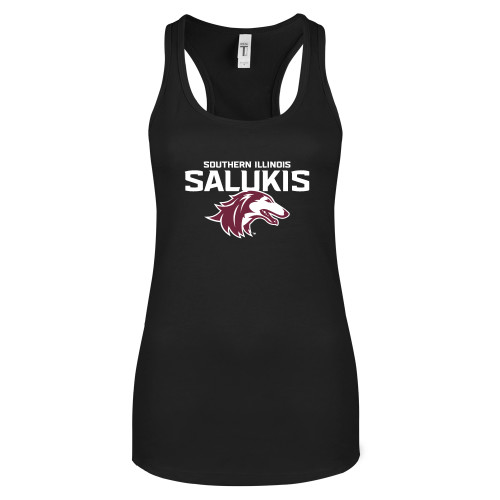  Next Level Womens Black Racerback Tank  - Southern Illinois Salukis