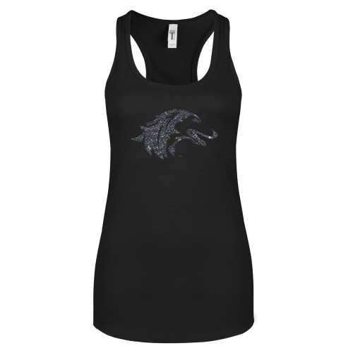 Next Level Womens Black Racerback Tank  - Graphite Soft Glitter