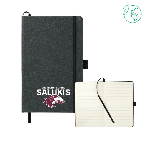  5.5 x 8.5 Black FSC Mix Recycled Leather Bound Journal - Southern Illinois Salukis