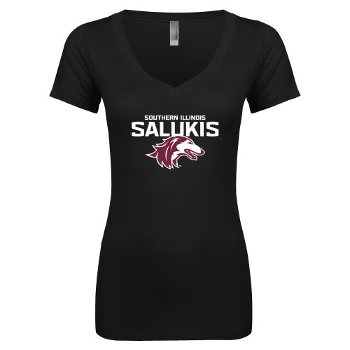  Next Level Womens Black Ideal V Tee - Southern Illinois Salukis