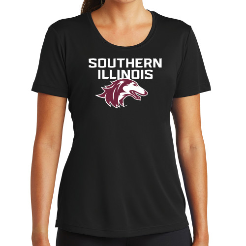  Womens Black Performance Tee - Southern Illinois