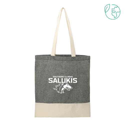  Split Recycled Black Cotton Twill Convention Tote - Southern Illinois Salukis