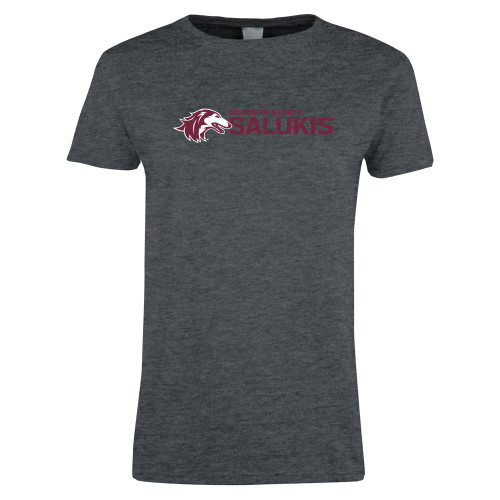  Womens Dark Heather Short Sleeve Tee - Southern Illinois Saluki Horizontal