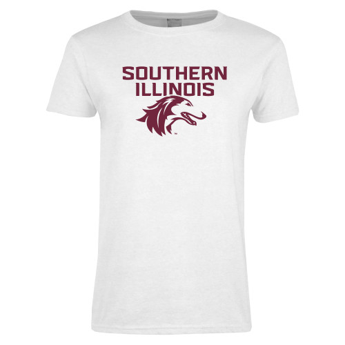  Womens White Short Sleeve Tee - Southern Illinois