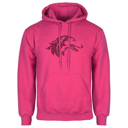  Womens Fuchsia Fleece Hoodie - Hot Pink Glitter